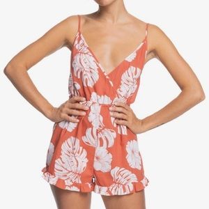 Roxy Honest Love tropical leaf floral print romper